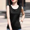 Nueva Camisola de Satín de Seda Lisa de Color Sólido Holgada con Cuello Redondo para Mujer Primavera/Verano para Usar en Capas