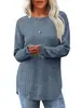 Blusa Feminina Amazon Outono com Caimento Solto, Gola Redonda e Barra Assimétrica, Suéter de Tricô Estilo Casual, Roupa de Outono Estilo Coreano