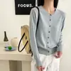 Chaqueta Cardigan Tejida de Punto Fina con Cuello Redondo para Mujer 2025 Nuevo Estilo Camisa de Protección Solar para Aire Acondicionado Top Corto para Mujeres Pequeñas
