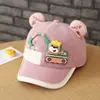 Boné de beisebol infantil, novo chapéu de outono com desenho de urso e escavadeira, boné de veludo cotelê fofo estilo coreano, transfronteiriço