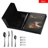 Juego de Cubiertos de Acero Inoxidable 410 para Bistec, Tenedor y Cuchara, Juego de 24 Piezas para 6 Personas, Caja de Regalo con Tenedor, Cuchara y Cuchillo