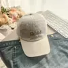 Gorra de béisbol rayada fresca bordada con letras estilo coreano para mujer, adecuada para todas las estaciones, copa profunda, circunferencia de cabeza grande, gorra tipo pico con un toque de alta gama
