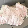 Pijama de Algodón CarlCloud con Almohadillas Fijas en el Pecho para Mujer, Cardigan de Manga Corta de Verano, Se Puede Usar Afuera, Conjunto para Estar en Casa
