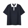 Camisa Polo Color Block com Zíper Meio, Roupa de Trabalho com Gola Bordada, Letras Estilo College, Logo Personalizado, Mangas Curtas, Absorvente de Suor, Feito Sob Encomenda
