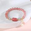 Pulsera de Cristal Natural Badu Femenina Pulsera de Cristal de Fresa Nicho Simple de Alta Gama Regalo Pulsera Pixiu Venta al por Mayor al Contado