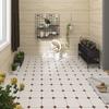 Crema Cuadrículas Cuadradas Azulejos Pequeños 400X400 Balcón Baño Azulejos de Piso Antideslizantes Todo-Cerámico Azulejos para Cocina de Restaurante