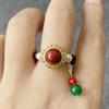 Processamento Personalizado Ouro Francês Antigo TikTok Internet Celebridade Anel Filho Sândalo DIY Moda Personalidade Design de Nicho Luz Luxo Anel Feminino