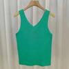 Camisola elegante de moda de verano 2024 para mujer, chaleco de punto fino de color sólido, ropa base de alta calidad