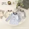 Nueva camiseta de manga larga de algodón puro MuTong Prince para otoño e invierno, camiseta interior para niños, prenda exterior con estampado de dibujos animados, pieza única