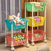 Carrinho de armazenamento de lanches e brinquedos para bebês e crianças, prateleira de armazenamento de vários andares para casa, estante de chão com rosto sorridente para a sala de estar, produtos selecionados