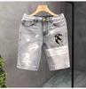 Pantalones vaqueros casuales de verano para hombre, nuevos pantalones rotos de alta gama para hombre, tendencia de moda coreana americana que combina con todo.