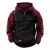 Primavera y Otoño Europeo y Americano Nuevo Hombre Hombro Manga Media Cremallera Media Ropa de Trabajo Deportiva Multibolsillo Con Capucha de Moda Con Capucha