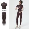 Roupa de Yoga para Mulheres com Gola Alta e Manga Curta, Jaqueta Esportiva Profissional para Primavera e Verão, Secagem Rápida, Respirável, Justa ao Corpo, Fato Fitness Emagrecedor