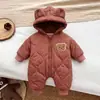 Mono infantil con forro polar y grosor extra, mameluco de manga larga para bebé de otoño e invierno, mameluco suave y lindo estilo coreano con dibujos animados