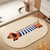 Alfombra de piso para baño tejida de lino estilo caricatura, absorbente de agua y de secado rápido, resistente a la suciedad, fácil de mantener, alfombra antideslizante, disponible para venta al por mayor