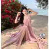 Vestido Romántico de Encaje Estilo Francés con Escote Halter, Diseño Único, Vestido Largo sin Espalda, Vestido Irregular