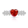 Anel Colorido de Pedra Preciosa com Corte Flor de Gelo em Forma de Coração, Super Brilhante, Anel Padparadscha, Joias, Dropshipping Transfronteiriço