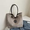 Bolsa de lona de grande capacidade estilo coreano para mulheres, bolsa de compras portátil para passeios na moda, bolsa de ombro casual e versátil para deslocamento diário
