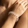 Pulsera de Cristal Blanco Natural con Cuentas Redondas de Corte Diamante de 128 Caras, Joyería Artesanal de Cuentas DIY, Cuentas Espaciadoras Lisas al por Mayor