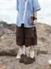 Shorts Funcionais de Verão para Uso Externo Masculino Calças Capri Design Tridimensional de Bolso Grande Calças Retas Casuais Largas