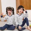 Roupas de Outono para Crianças e Calças Compridas, Conjuntos de Algodão Puro para Meninos, Íntimos Térmicos para Meninas, Suéteres de Algodão para Crianças Médias e Grandes, Pijamas para Crianças
