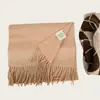 Cachecol Simples de Lã 100% Pura Cor Sólida Inverno Estilo Coreano Versátil para Casal Macio e Quente Cachecol de Gola Xadrez