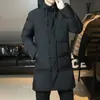 Casaco Acolchoado de Algodão de Comprimento Médio para Outono e Inverno Masculino Tamanho Grande Estilo Coreano Slim-fit com Capuz Casaco Acolchoado de Algodão Casaco Quente Espessado Casaco para Exterior