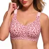 Sujetador de gelatina transparente con estampado de leopardo, sin aros, push-up, ropa interior cómoda para mujer, tallas grandes europeas y americanas, exclusivamente para comercio exterior