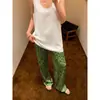 Pantalones de Pijama Verdes con Estampado de Leopardo, Frescos y Sencillos, para Mujer, Estilo Verano, Sueltos y Cómodos, Pantalones Versátiles para Casa, Pierna Ancha, Se Pueden Usar Afuera