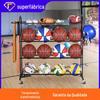 Ferro móvel basquete display rack futebol armazenamento rack voleibol prateleira basquete universitário organizador rack