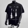 2025 Estilo Hong Kong Novo Verão Popular Camiseta Preta Estampada de Manga Curta para o Trabalho Camiseta Masculina Tamanho Grande Camiseta Básica Top