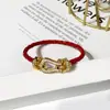[15] Pulseira de Couro Tecida com Fivela de Ferradura Europeia e Americana com Cabeça em U de Diamante com Fecho Magnético para Homens e Mulheres