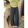 ¡Un disparo real! Pantalones casuales a rayas de pierna ancha con cordón, corte holgado para mujer, uso de dos maneras