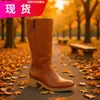 Botas de Cano Alto Novas Outono e Inverno Transfronteiriças Novo Comércio Exterior Transfronteiriço Era Europeia e Americana Retro Botas de Cowboy Ocidentais para Campus Feminino