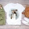 Camiseta de Manga Corta para Mujer Verano Estudiante Talla Europea Comercio Exterior Europeo y Americano 2025 Top Casual Estampado Wish