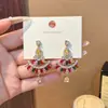 Pendientes de Borla de Estilo Europeo y Americano de Colores con Forma de Gota de Agua y Falda, Pendientes de Personalidad Nicho Incrustados con Circonia Cúbica Estilo Palacio Retro
