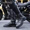 Botas Martin para hombre, botas altas largas, botas de trabajo, botas de cuero para motocicleta, botas de otoño, zapatos de hombre, botas impermeables de talla grande