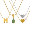 Colgante de piedra de cristal con forma de gota de agua, estilo retro francés, con diseño de amor, estilo festivo, de acero de titanio y chapado en oro.