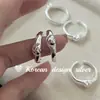 Anillo de Corazón Pequeño Convexo Simple de Plata de Ley S925 Estilo Ins de Dongdaemun, Corea del Sur, Fresco y Versátil, Estilo Lindo