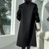 Abrigo de Lana de Doble Cara con Textura de Onda de Agua de Longitud Media para Mujer, Cuello de Solapa, Abrigo de Lana Pura, Color Sólido, Ropa Exterior Holgada