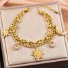 Pulseira Neutra de Aço Titânio Transfronteiriça Vento Laço Estrela Lua Amor Diamante Camada Dupla Empilhada Nariz de Porco Caractere Japonês para Mulheres