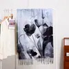 Cachecol de Cashmere Sintético com Estampa Digital para Mulheres, Xale Espesso com Franjas Outono/Inverno, Padrão Floral da Moda, Cachecol Longo Versátil