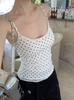 Falso Duas Peças Renda Costura Onda Dot Camisole Colete Verão Puro Slim-fit Interior Desgaste Exterior Top com Peitoral Almofada Menina