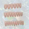 24 Piezas de Uñas Postizas de Lunares Simples y Elegantes en Rosa Nude, Uñas Postizas Estilo Ins Europeo y Americano Transfronterizas