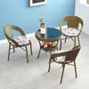 Mesa redonda pequeña, juego de tres sillas redondas con un diseño similar al ratán, juego de mesa y silla pequeño de estilo nuevo, combinación de mesa y silla de té para balcón