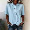 Outono 2026 Nova Roupa Feminina Europeia e Americana Transfronteiriça Temperamento Versátil para o Trabalho Manga Média Cor Sólida Camisa de Botão com Lapela