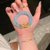 Pulsera de Pez Koi con Cuentas Azules Fresca y Elegante para Mujer, Nueva Pulsera Versátil y de Moda de Alto Valor para Mujer