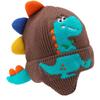 Gorro de dibujos animados de dinosaurio pequeño con protección para las orejas, gorro de punto para bebé, otoño e invierno, nuevo gorro cálido de lana para niños, gorro a prueba de viento para niña