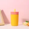 Nuevo Vaso con Pajilla de Bloques de Color Dopamina, Termo de Acero Inoxidable Moderno y Compacto, Taza de Café Mini Portátil para Uso en Casa