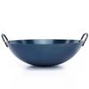 Olla de Hierro Azul Horneado Olla de Doble Asa Olla de Acero para Cocinar Sartén Antiadherente Olla de Hierro Puro Wok Doméstico Sin Recubrimiento Fondo Redondo Cocido Fábrica Fondo Plano